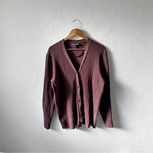 Lane Bryant Brown Cottagecore Ribbed Knit Long Sleeve Cardigan Size 18/20